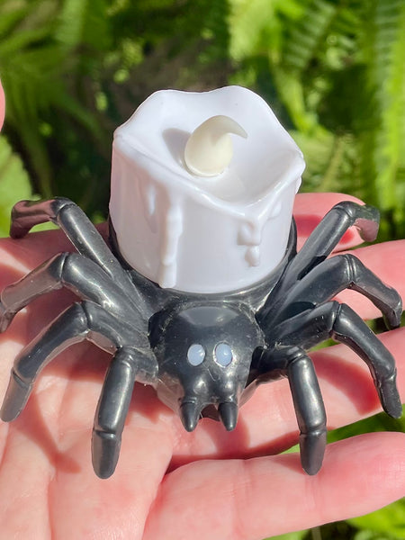 Light Up Spider Candle - White - Morganna’s Treasures