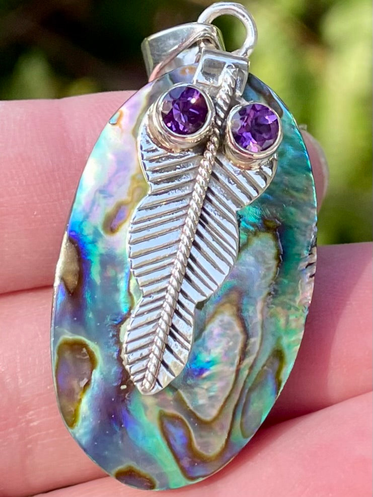 Mermaids Dream Abalone Shell and Amethyst Pendant - Morganna’s Treasures