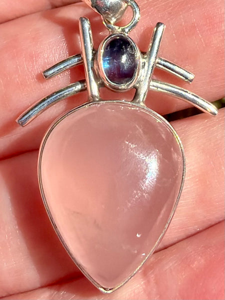 Stunning Rose Quartz and Blue Kyanite Pendant
