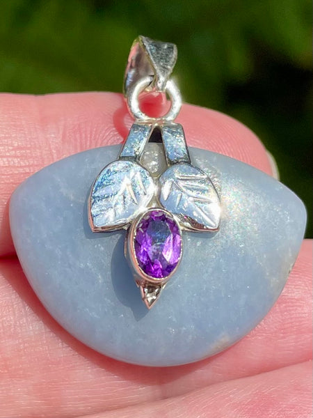 Angelite and Amethyst Pendant - Morganna’s Treasures 