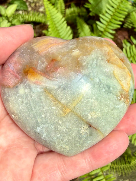 Ocean Jasper Heart Palm Stone