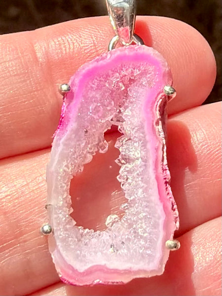 Fleece Pink Agate Geode Druzy Pendant - Morganna’s Treasures