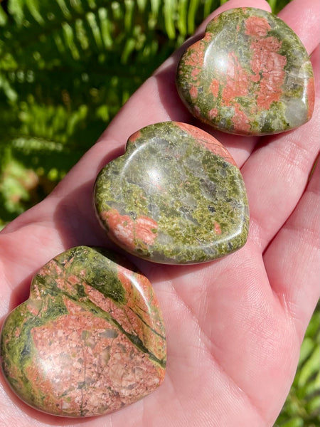 Small Unakite Heart Palm Stones - Morganna’s Treasures 