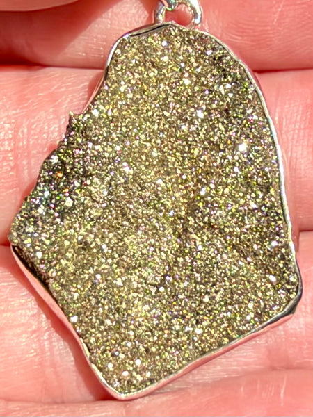 Rainbow Pyrite Druzy Pendant
