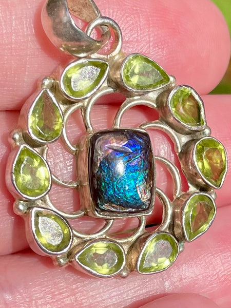 Stunning Ammolite and Peridot Pendant - Morganna’s Treasures