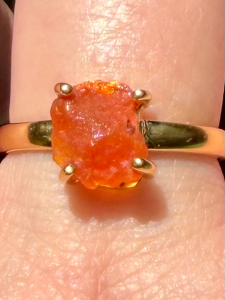18K Gold over Sterling Silver Mexican Fire Opal Ring Size 9.5 - Morganna’s Treasures