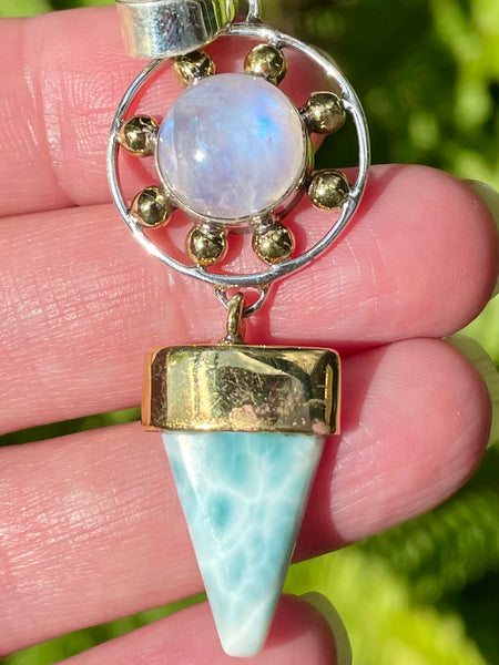 Rainbow Moonstone and Larimar Pendant - Morganna’s Treasures 