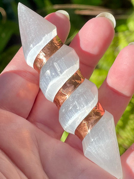 Copper and Selenite Spiral Wand - Morganna’s Treasures