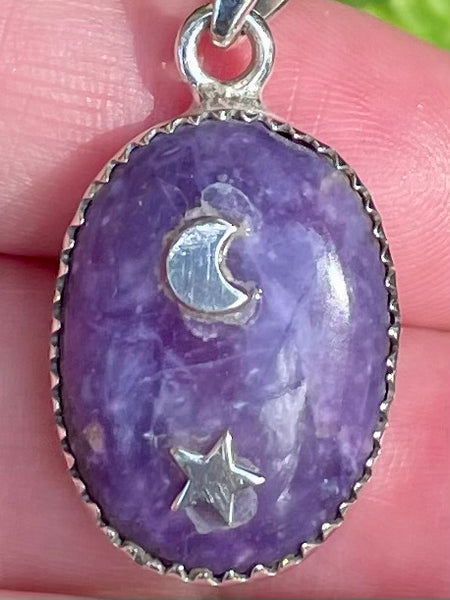 Lepidolite Moon and Stars Pendant - Morganna’s Treasures 