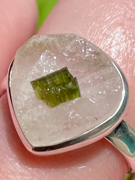 Green Tourmaline in Quartz Ring Size 10 - Morganna’s Treasures 