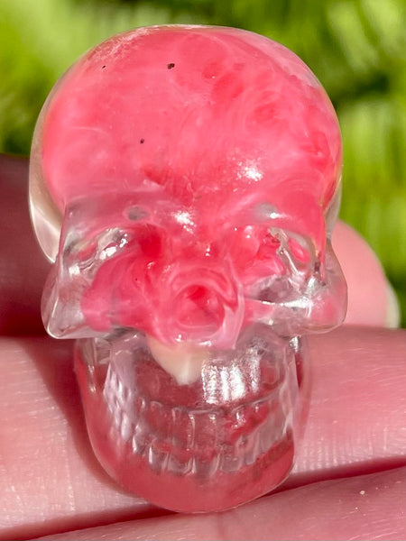 Small Rhodochrosite, Clear Quartz & Copper Orgonite Skull - Morganna’s Treasures 