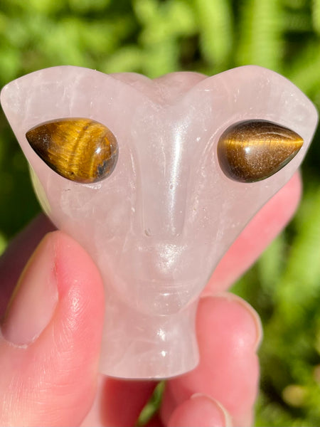 Small Rose Quartz and Tigers Eye Alien - Morganna’s Treasures