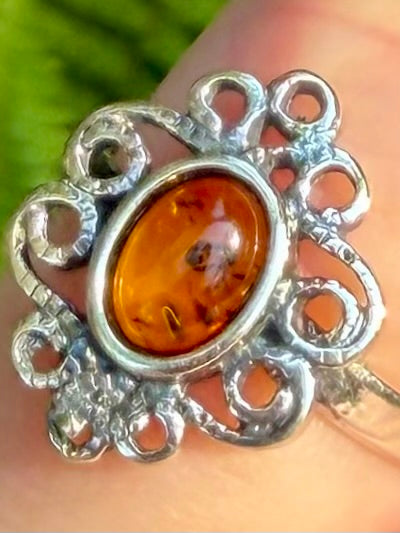 Baltic Amber Flower Ring Size 5 - Morganna’s Treasures