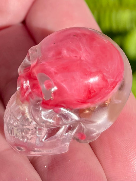 Small Rhodochrosite, Clear Quartz & Copper Orgonite Skull - Morganna’s Treasures 