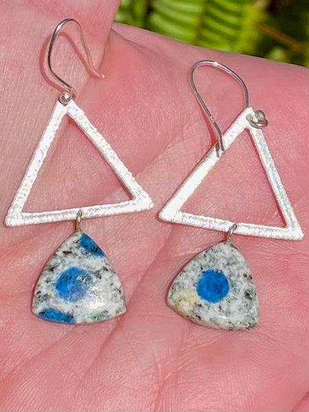 K2 Azurite Triangle Earrings - Morganna’s Treasures