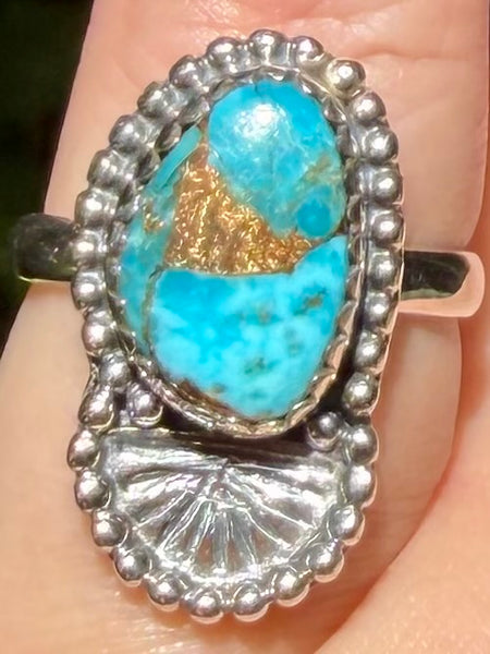 Blue Copper Turquoise Ring Size 6