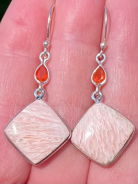 Orange Scolecite and Carnelian Earrings - Morganna’s Treasures