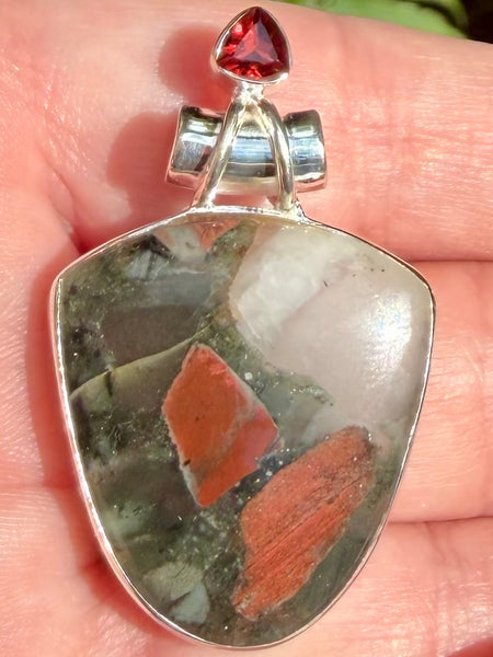 African Bloodstone and Garnet Pendant