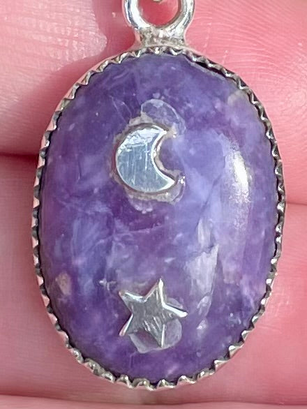 Lepidolite Moon and Stars Pendant - Morganna’s Treasures 