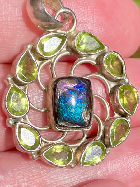 Stunning Ammolite and Peridot Pendant - Morganna’s Treasures