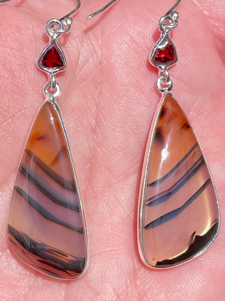 Montana Agate from the Yellowstone River and Garnet Earrings - Morganna’s Treasures 