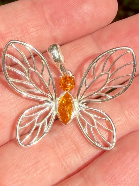 Baltic Amber Butterfly Pendant