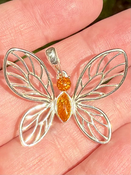 Baltic Amber Butterfly Pendant
