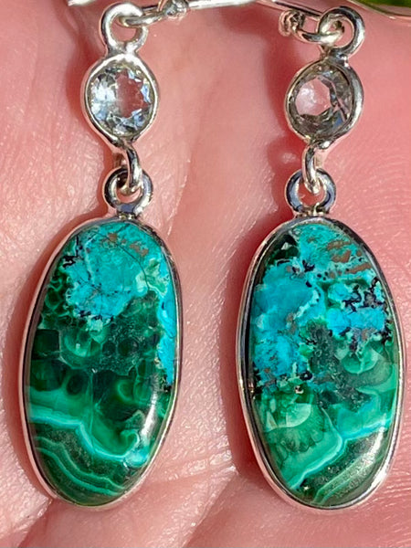 Malachite in Chrysocolla and Blue Topaz Earrings - Morganna’s Treasures 