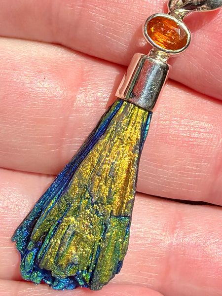 Rainbow Aura Kyanite and Orange Kyanite Pendant