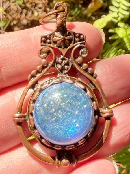 Azurite, Aquamarine, Selenite, Moonstone and Aluminum Orgonite Pendant - Morganna’s Treasures