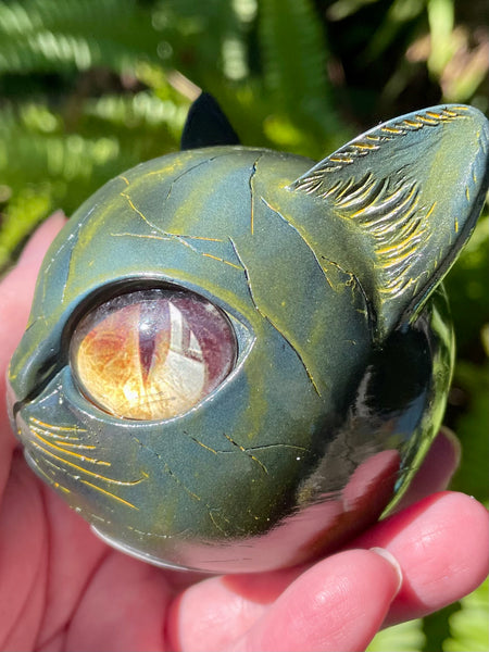 Resin Cat Head with Golden Eyes - Morganna’s Treasures