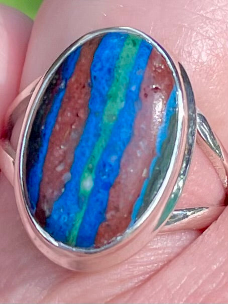 Rainbow Calsilica Ring Size 9 - Morganna’s Treasures 