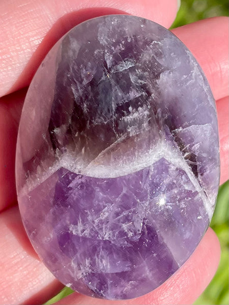 Medium Chevron Amethyst Palm Stone - Morganna’s Treasures 