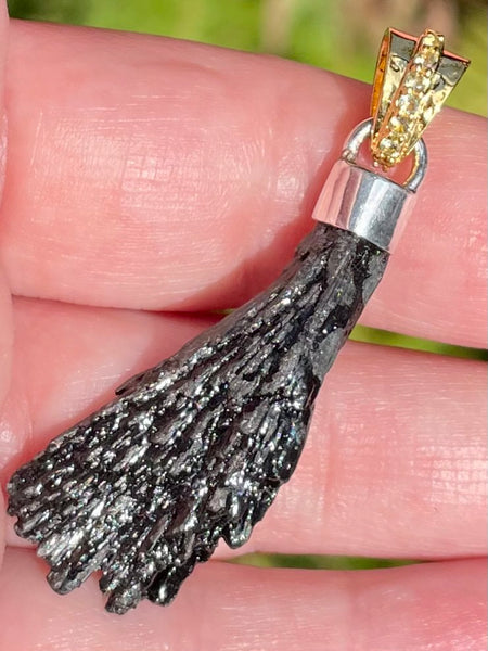 Moldavite and Black Kyanite Pendant - Morganna’s Treasures