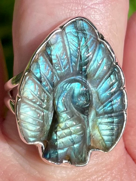 Gorgeous Labradorite Peacock Ring Size 9 - Morganna’s Treasures 