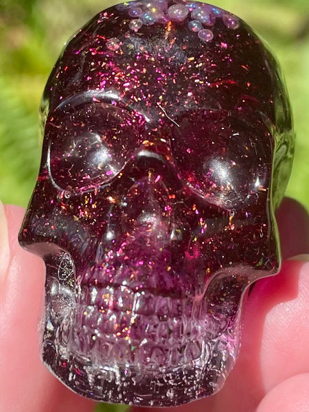 Pink Glitter Resin Skull - Morganna’s Treasures