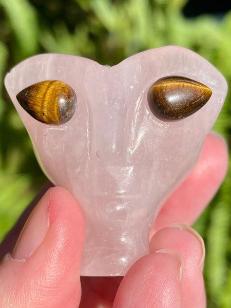 Small Rose Quartz and Tigers Eye Alien - Morganna’s Treasures