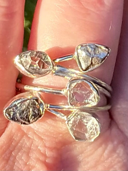 Herkimer Diamond and Meteorite Ring Size 8.5 - Morganna’s Treasures