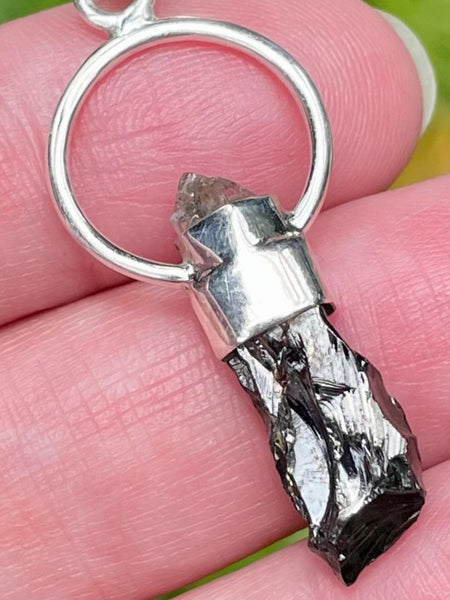 Rough Shungite and Herkimer Diamond Pendant - Morganna’s Treasures 