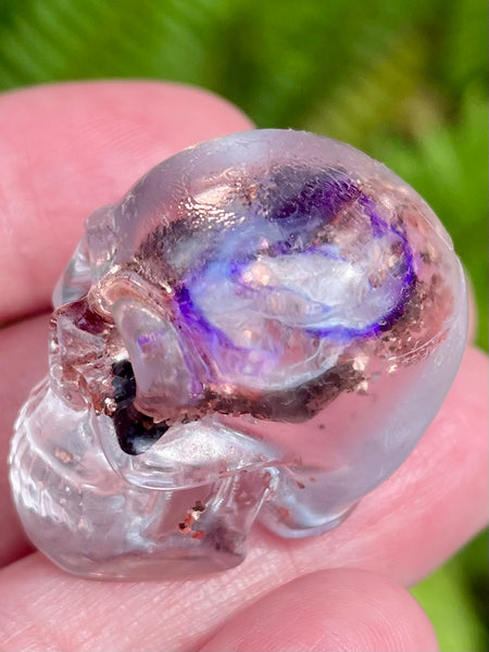 Small Sugilite , Clear Quartz & Copper Orgonite Skull - Morganna’s Treasures 