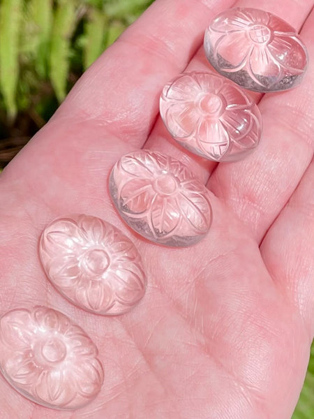 Gorgeous Clear Quartz Carved Flower Cabochon - Morganna’s Treasures