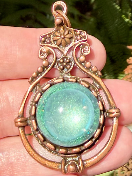 "Mystic" Peruvian Chrysocolla, Azurite, Aquamarine, Clear Quartz and Aluminum Orgonite Pendant