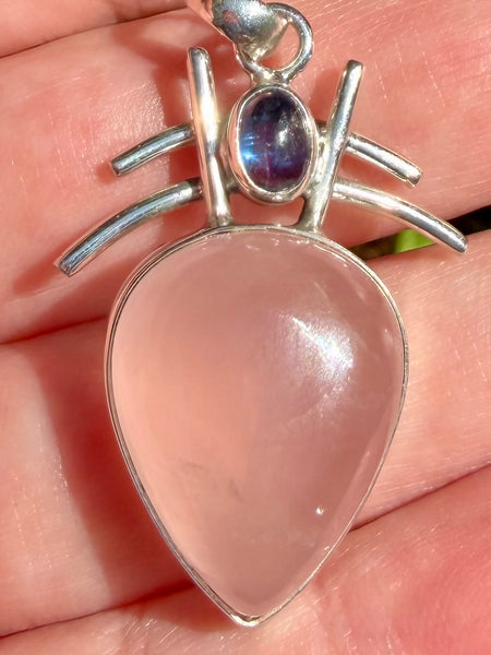 Stunning Rose Quartz and Blue Kyanite Pendant