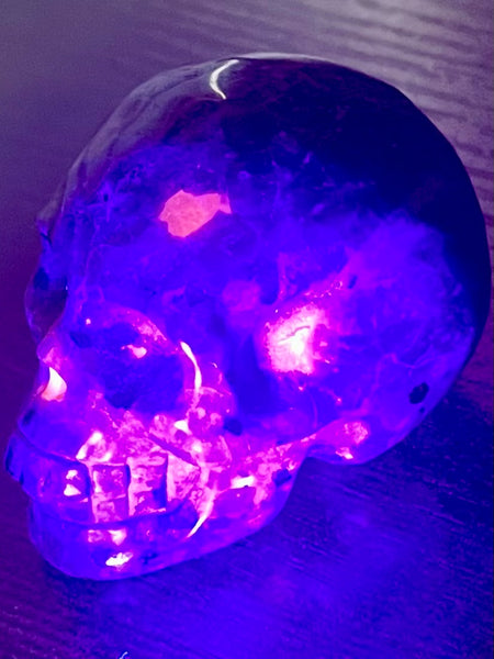 Carved Yooperlite (Fluorescent Sodalite)  Skull - Morganna’s Treasures 