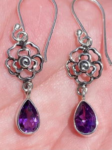 Purple Amethyst Rose Earrings - Morganna’s Treasures 