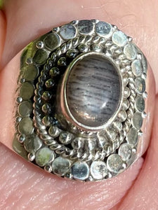 Black Sunstone Ring Size 8