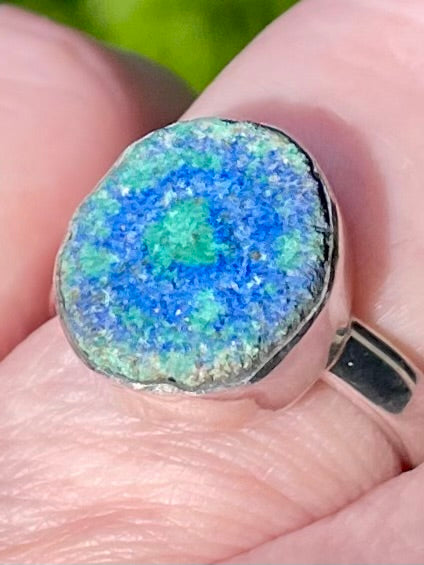 Stunning Azurite in Malachite Stalactite Ring Size 7.5