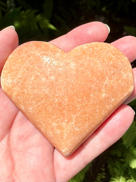 Large Rough Orange Calcite Carved Heart