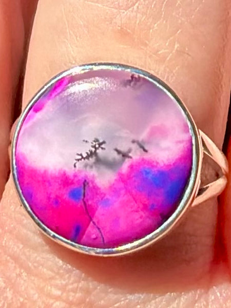 Purple Dendritic Opal Ring Size 9.5