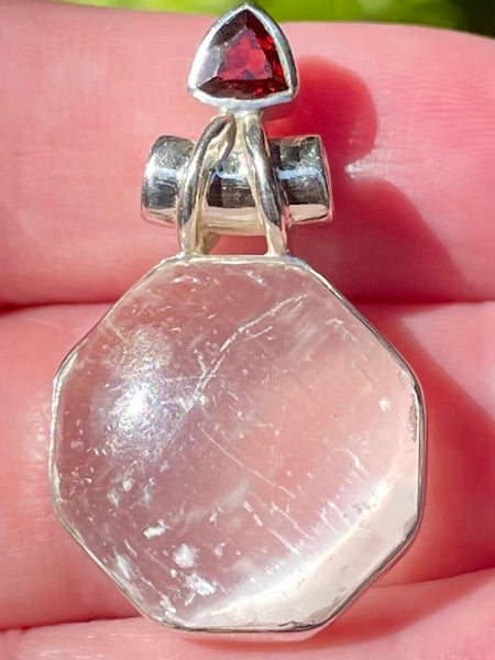 Selenite and Garnet Pendant - Morganna’s Treasures